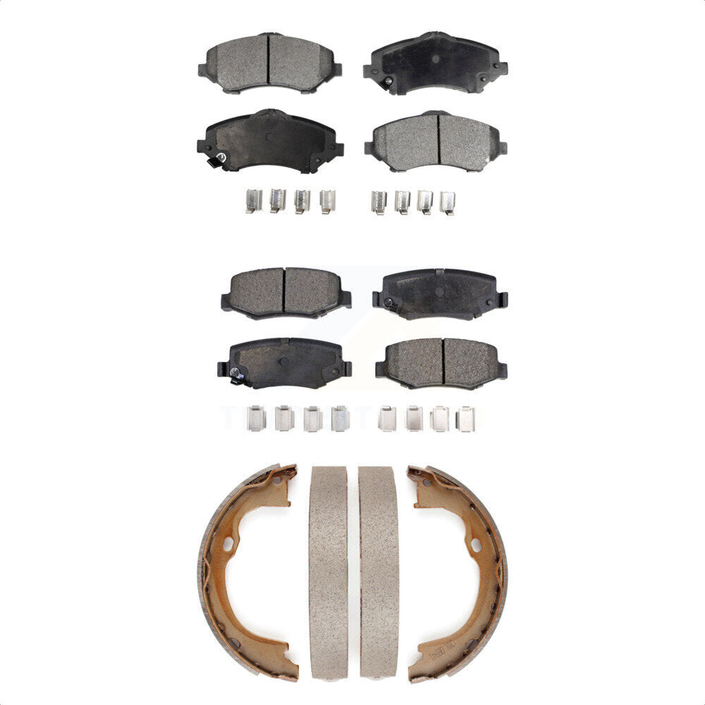 FRAXLE Ceramic Brake Pad Set (Front & Rear) For Jeep Wrangler, Liberty, Dodge Nitro 2007-2018 – 8 Pads With Hardware