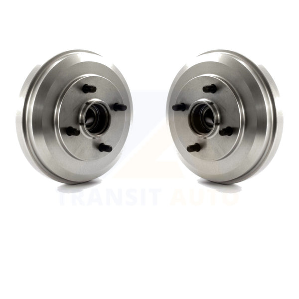 Rear Brake Drum Pair Set For 2000-2008 Ford Focus - Complete 2-Piece Kit With Wheel Bearings