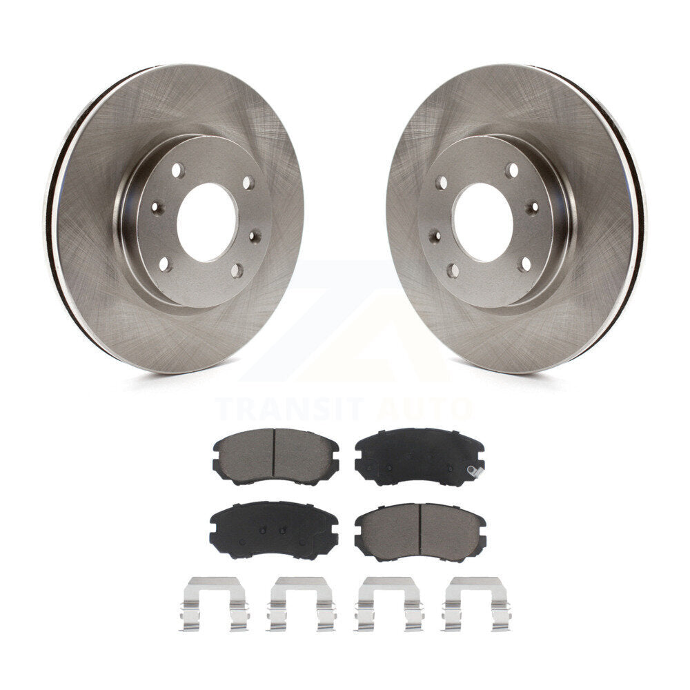 Front Disc Brake Rotors & Ceramic Pad Kit For Hyundai Sonata Kia Optima Magentis