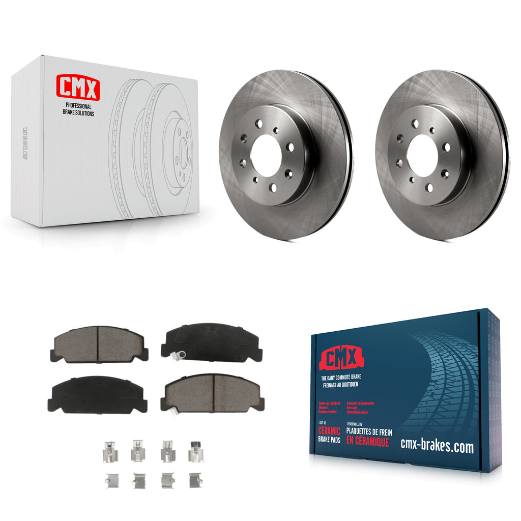 [Front] 1997 Honda Civic LX with 4-Wheel ABS Premium OE Brake Rotors & Ceramic Pads Kit For Max Braking