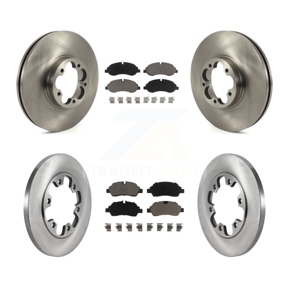 Front Rear Brake Rotor Ceramic Pad Kit For Ford Transit-350 HD With 6 Lug Wheels