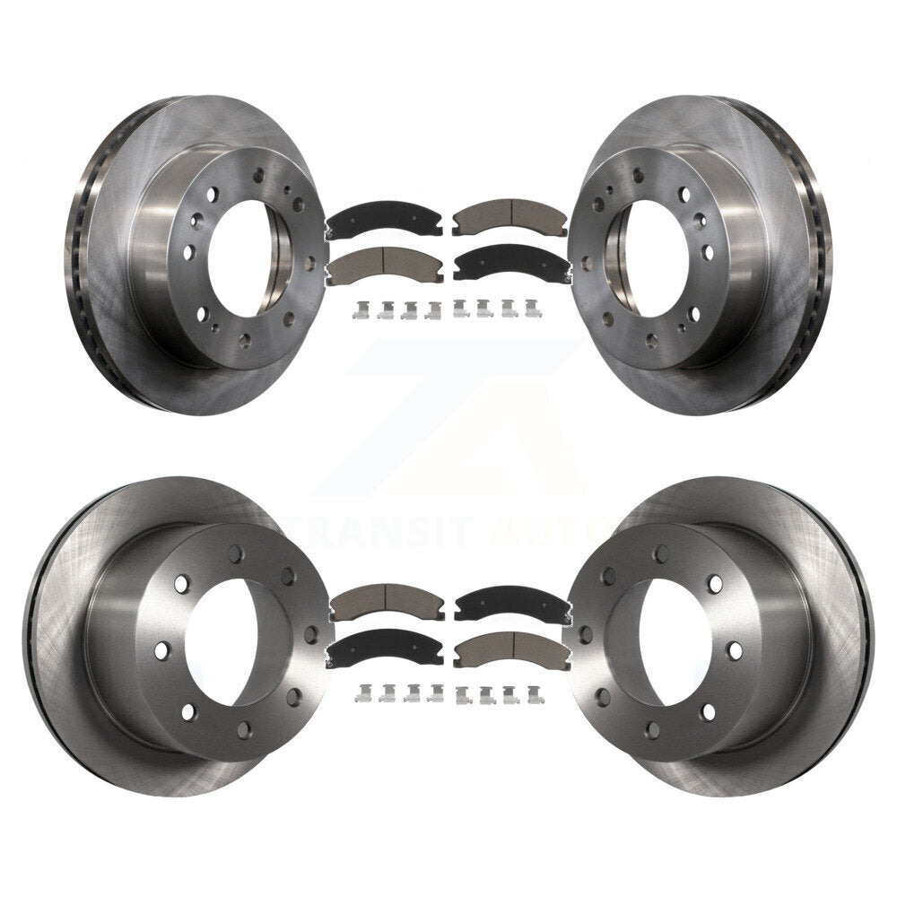 Front Rear Disc Brake Rotors Ceramic Pad Kit For Chevrolet Silverado 3500 HD GMC