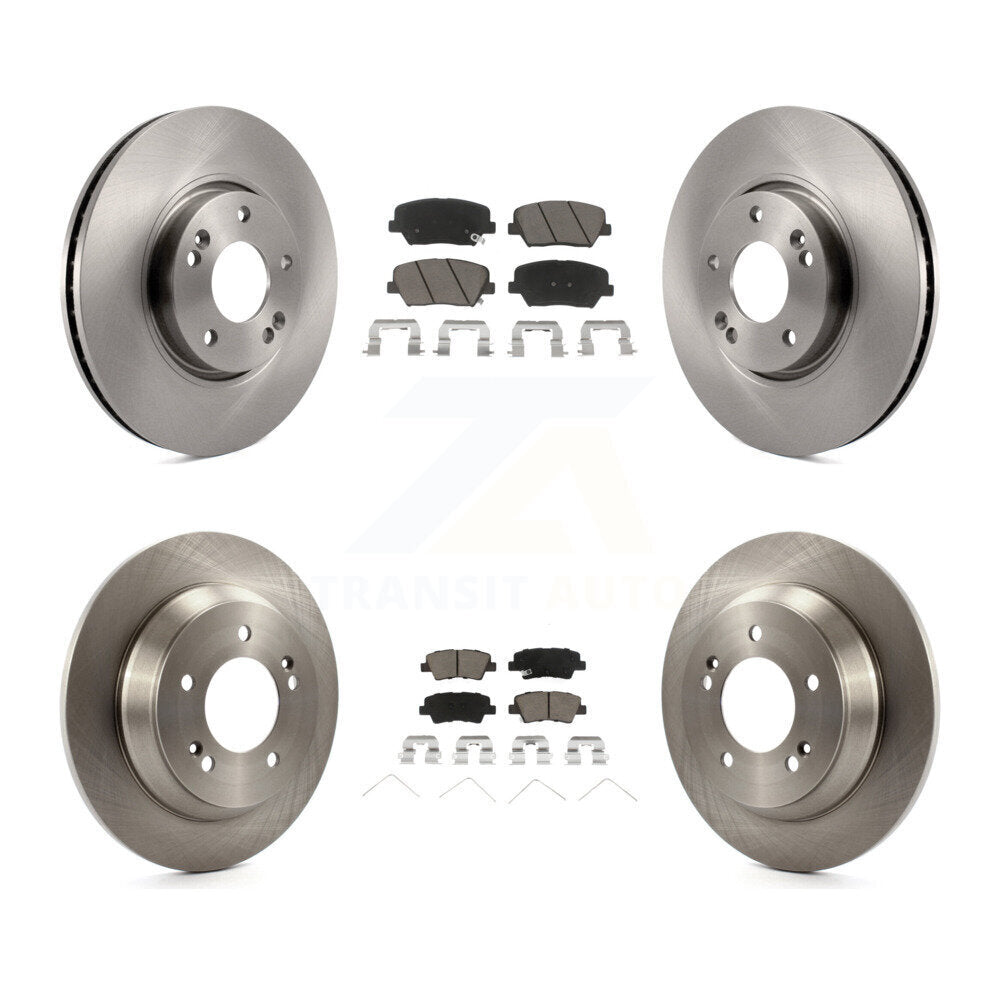 Front Rear Brake Rotor & Ceramic Pad Kit For Kia Rondo With Manual Parking