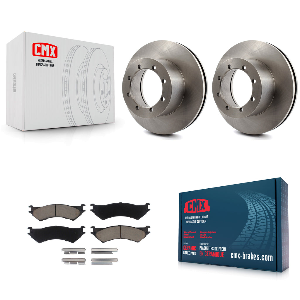 Rear Disc Brake Rotors And Ceramic Pads Kit For Ford E-350 Super Duty