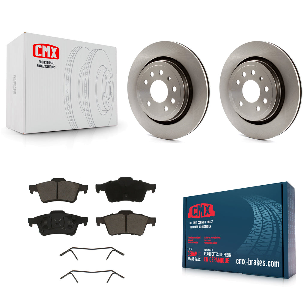 [Rear] 2003 Saab 9-3 Sedan With Vented Premium OE Brake Rotors & Ceramic Pads Kit For Max Braking