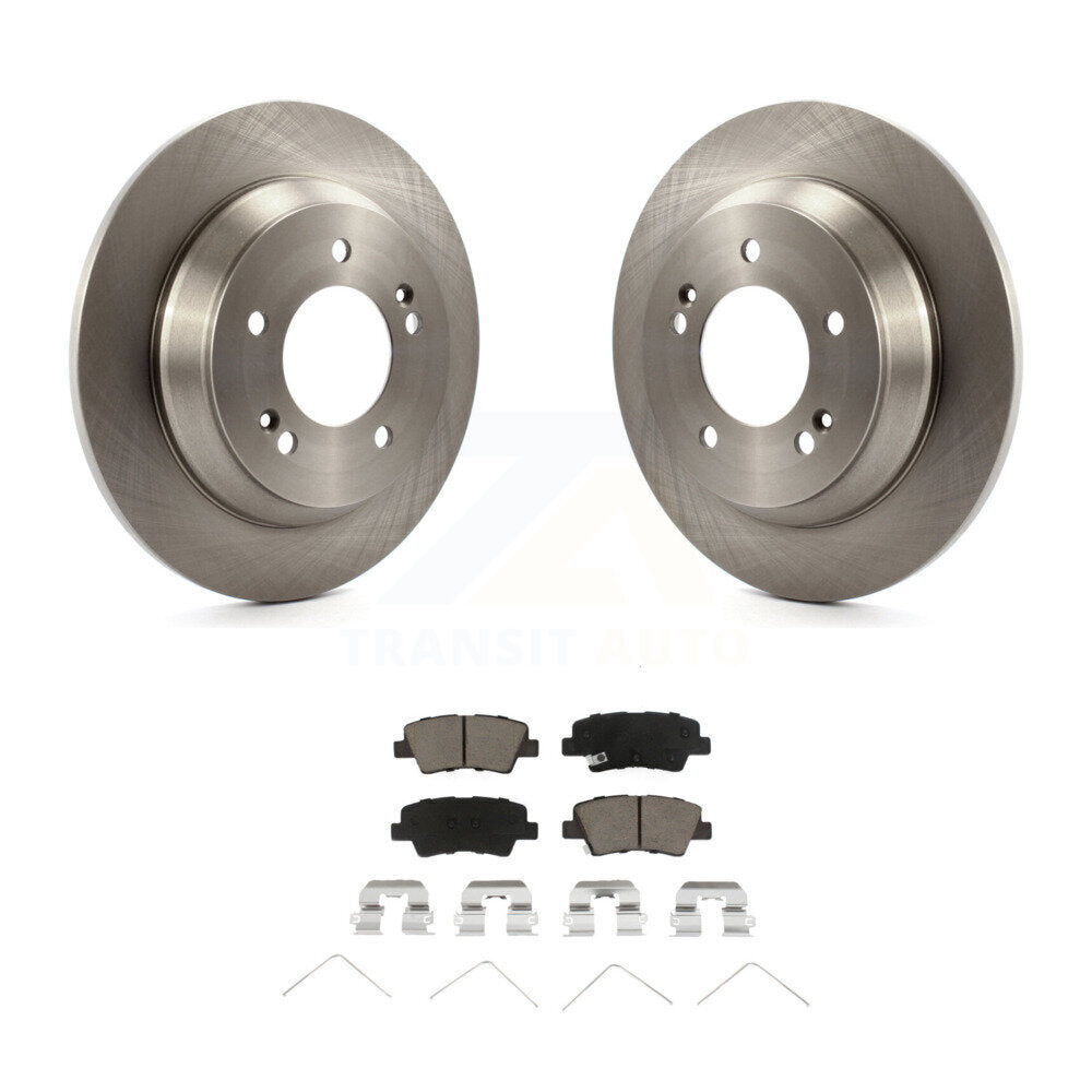 Rear Brake Rotor & Ceramic Pad Kit For 14-17 Kia Rondo With Manual Parking