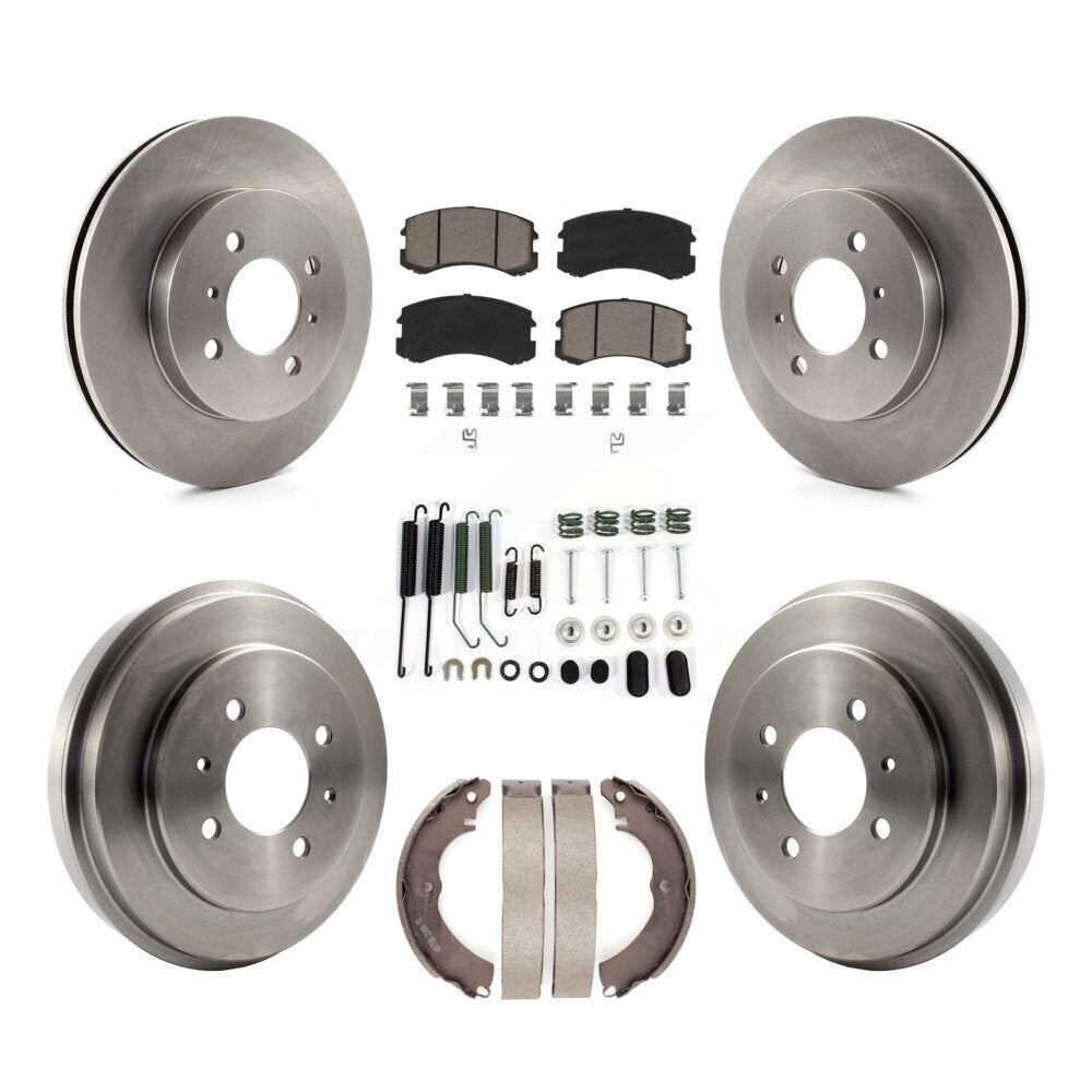 Front Rear Disc Brake Rotor Ceramic Pad And Drum Kit (7Pc) For Mitsubishi Lancer