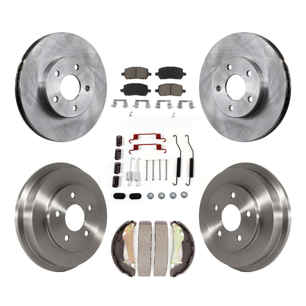Front Rear Disc Brake Rotors Ceramic Pad And Drum Kit (7Pc) For Chevrolet Cobalt