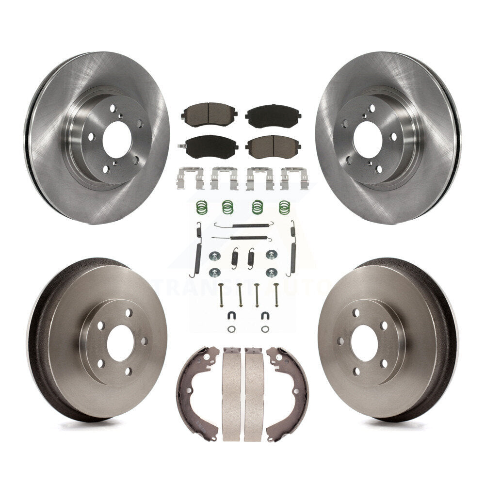 Front Rear Disc Brake Rotors Ceramic Pads And Drum Kit (7Pc) For Subaru Impreza