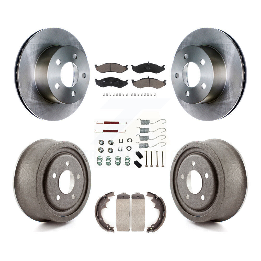 Front Rear Disc Brake Rotors Ceramic Pads And Drum Kit (7Pc) For Jeep TJ