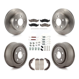 Front Rear Disc Brake Rotors Ceramic Pad And Drum Kit (7Pc) For Jeep Wrangler TJ