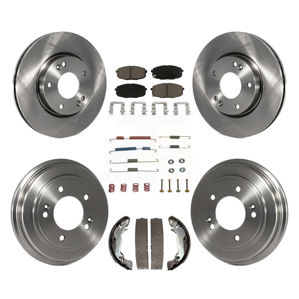Front Rear Disc Brake Rotors Ceramic Pads And Drum Kit (7Pc) For Hyundai Elantra