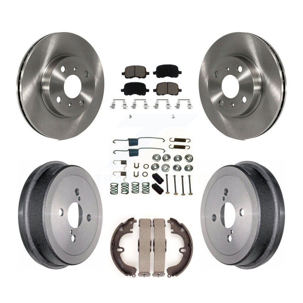 Front Rear Disc Brake Rotors Ceramic Pads And Drum Kit (7Pc) For Toyota Corolla
