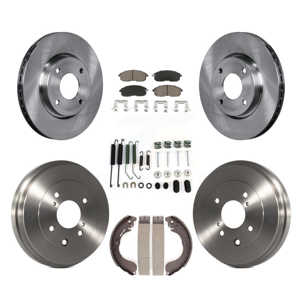 Front Rear Brake Rotor Ceramic Pad & Drum Kit (7Pc) For Nissan Versa Sentra Cube