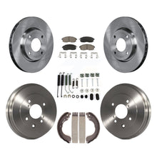 Load image into Gallery viewer, Front Rear Brake Rotor Ceramic Pad &amp; Drum Kit (7Pc) For Nissan Versa Sentra Cube