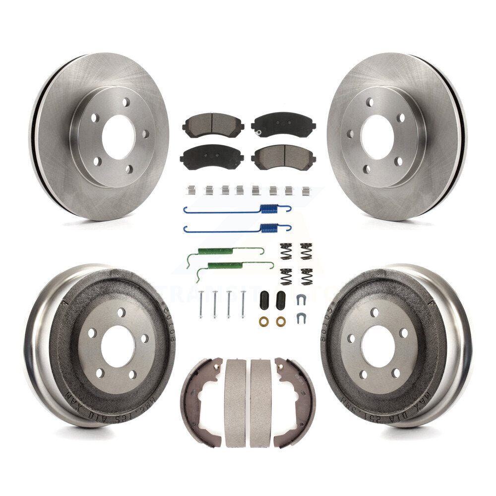 Front Rear Disc Brake Rotors Ceramic Pads And Drum Kit (7Pc) For Pontiac Aztek