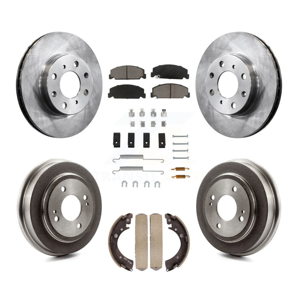 Front Rear Disc Brake Rotors Ceramic Pads And Drum Kit (7Pc) For Honda Civic