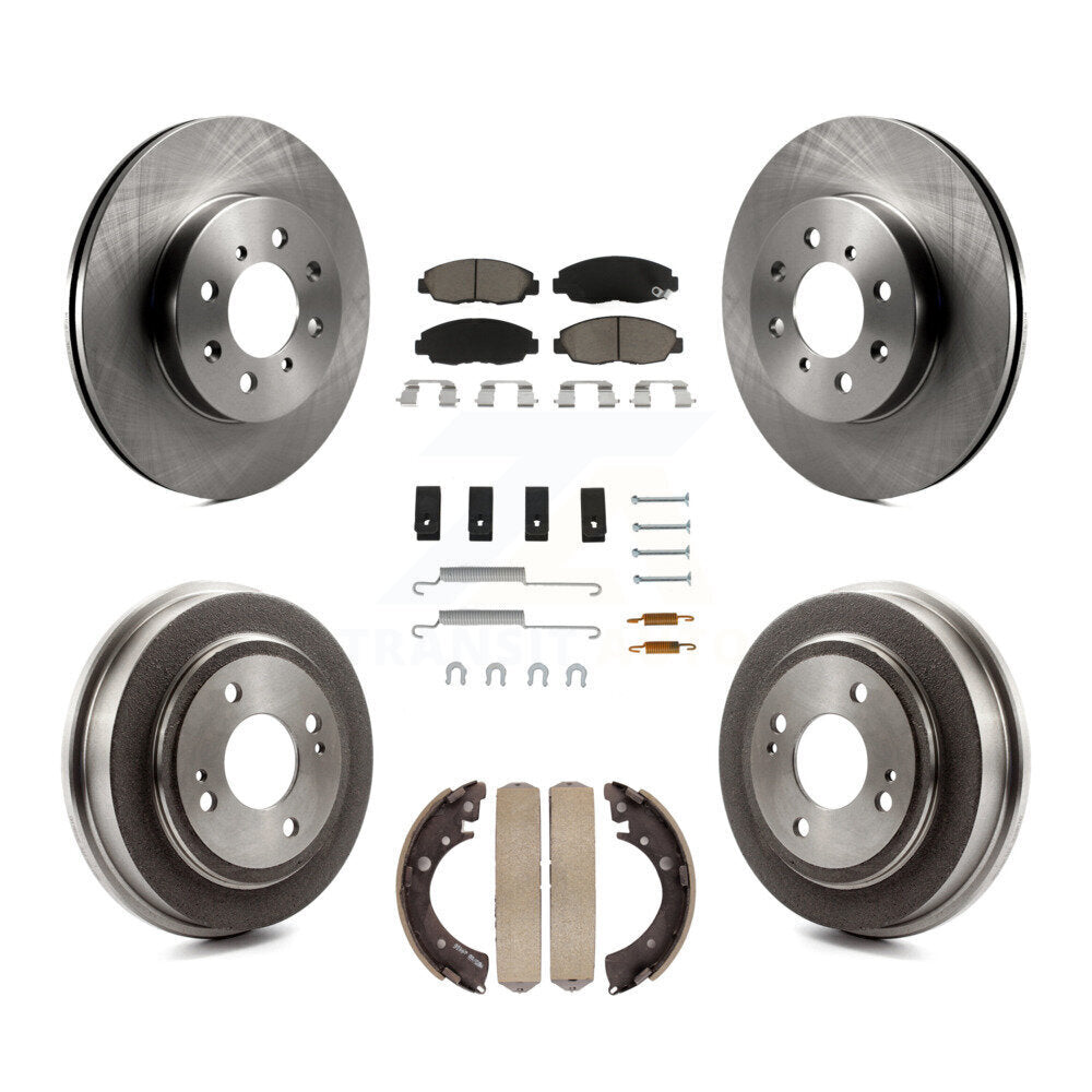 Front Rear Disc Brake Rotors Ceramic Pad Drum Kit (7Pc) For Honda Civic Acura EL