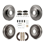 Front Rear Disc Brake Rotors Ceramic Pad Drum Kit (7Pc) For Honda Civic Acura EL