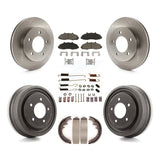 Front Rear Disc Brake Rotors Ceramic Pads And Drum Kit (7Pc) For Ford F-150 4WD