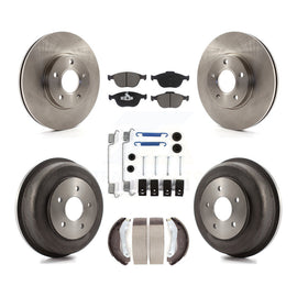 Front Rear Brake Rotor Ceramic Pad Drum Kit (7Pc) For 10-13 Ford Transit Connect