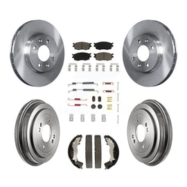 Front Rear Brake Rotor Ceramic Pad And Drum Kit (7Pc) For Hyundai Accent Kia Rio