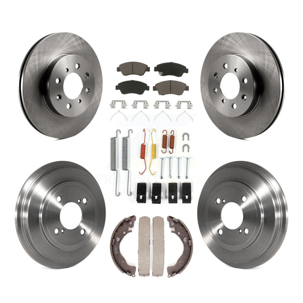 Front Rear Disc Brake Rotors Ceramic Pads And Drum Kit (7Pc) For Honda Fit
