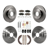Front Rear Disc Brake Rotors Ceramic Pads And Drum Kit (7Pc) For Honda Fit