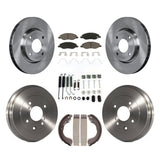 Front Rear Brake Rotor Ceramic Pad & Drum Kit (7Pc) For Nissan Versa 4-Wheel ABS