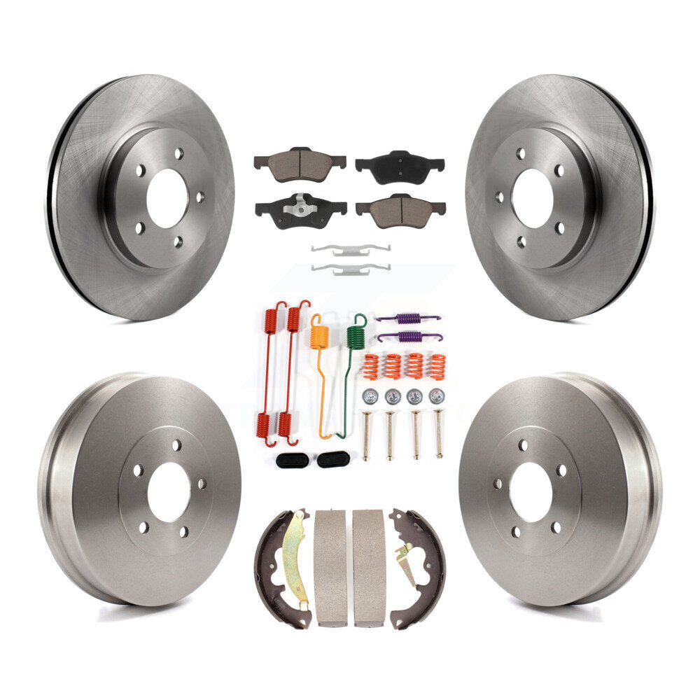 Front Rear Brake Rotors Ceramic Pad Drum Kit (7Pc) For Ford Escape Mazda Tribute
