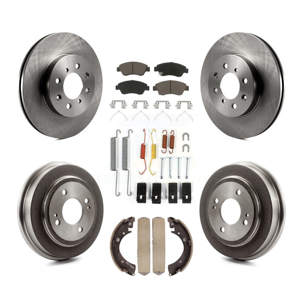 Front Rear Disc Brake Rotor Ceramic Pad & Drum Kit (7Pc) For 2007-2008 Honda Fit