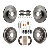 Front Rear Disc Brake Rotor Ceramic Pad & Drum Kit (7Pc) For 2007-2008 Honda Fit