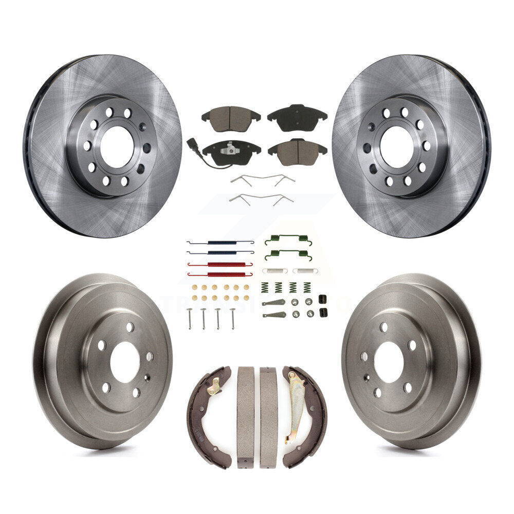 Front Rear Disc Brake Rotors Ceramic Pad And Drum Kit (7Pc) For Volkswagen Jetta
