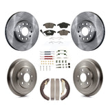 Front Rear Disc Brake Rotors Ceramic Pad And Drum Kit (7Pc) For Volkswagen Jetta