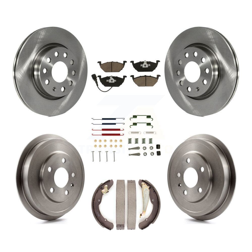 Front Rear Disc Brake Rotors Ceramic Pad And Drum Kit (7Pc) For Volkswagen Jetta