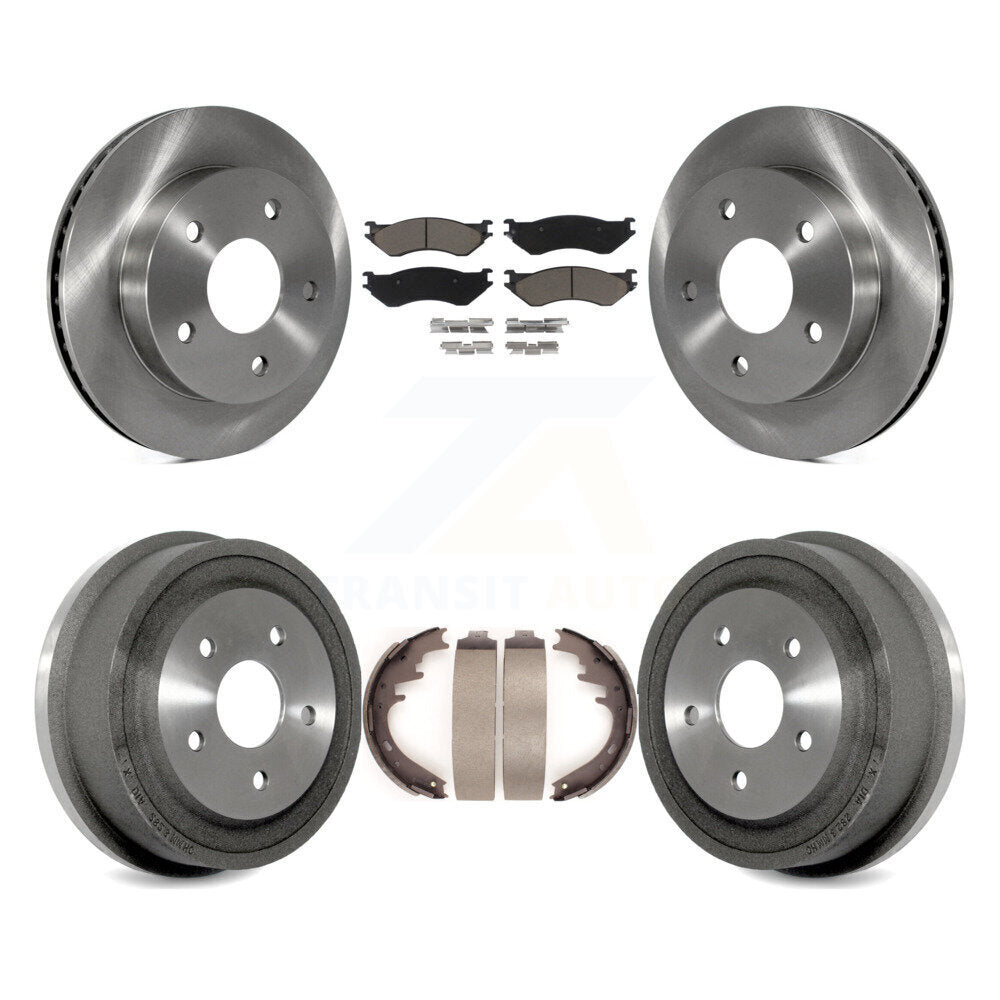 Front Rear Brake Rotor Ceramic Pad And Drum Kit For 2000-2001 Dodge Ram 1500 RWD