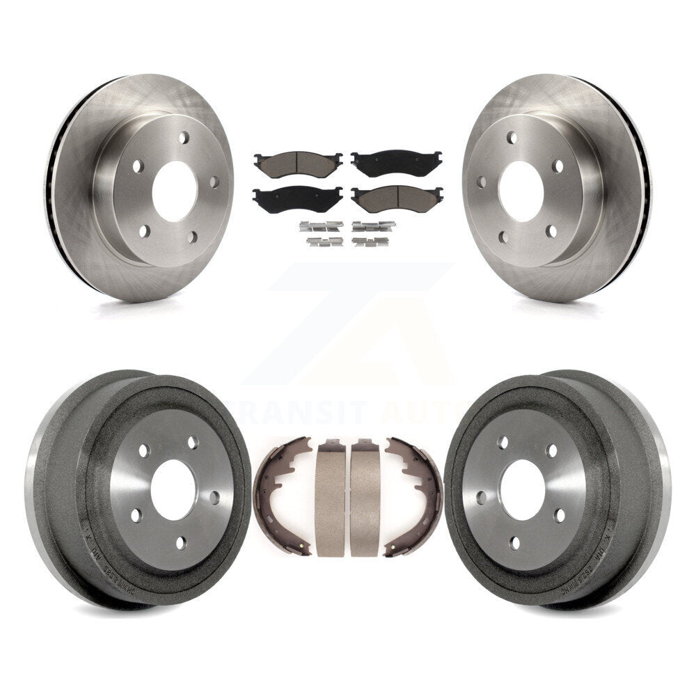 Front Rear Brake Rotor Ceramic Pad And Drum Kit For 2000-2001 Dodge Ram 1500 4WD