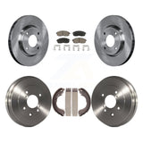 Front Rear Disc Brake Rotors Ceramic Pad & Drum Kit For Nissan Versa Sentra Cube