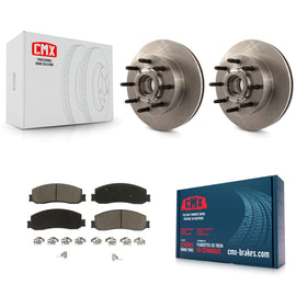 Front Disc Brake Rotor Hub & Ceramic Pad Kit For Ford F-250 Super Duty F-350 RWD