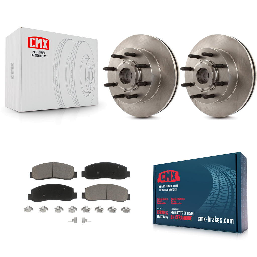 Front Brake Rotors Ceramic Pad Kit For 2005-2007 Ford F-250 Super Duty F-350 RWD