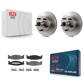 Front Disc Brake Rotor Hub & Ceramic Pad Kit For Ford E-150 Econoline Club Wagon