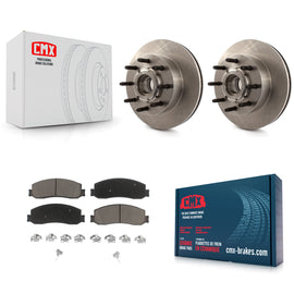 Front Disc Brake Rotor Hub & Ceramic Pad Kit For Ford F-250 Super Duty F-350 RWD