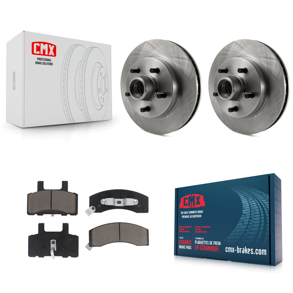 Front Disc Brake Rotors Hub & Ceramic Pad Kit For Chevrolet Tahoe C1500 Suburban