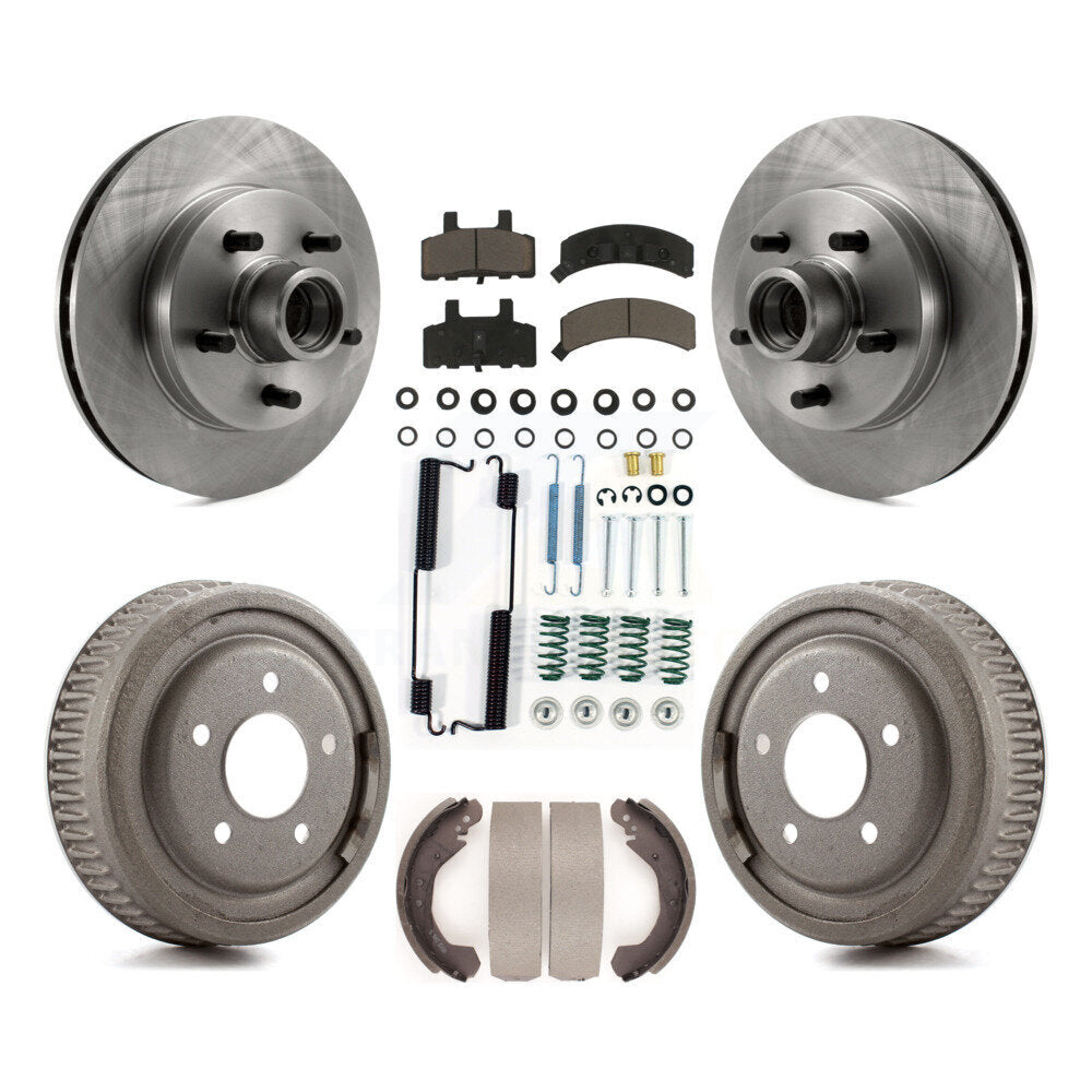 Front Rear Disc Brake Rotors Hub Ceramic Pads And Drum Kit (7Pc) For GMC Yukon