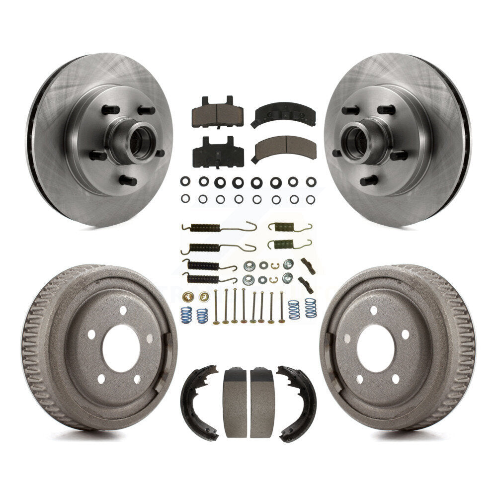 Front Rear Disc Brake Rotors Hub Ceramic Pads And Drum Kit (7Pc) For GMC Yukon