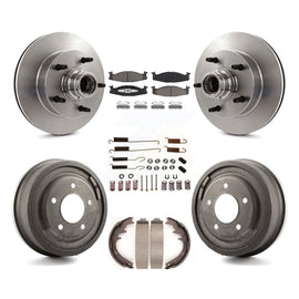 Front Rear Disc Brake Rotors Ceramic Pad Drum Kit (7Pc) For Ford E-150 Econoline