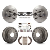 Front Rear Disc Brake Rotors Ceramic Pad Drum Kit (7Pc) For Ford E-150 Econoline