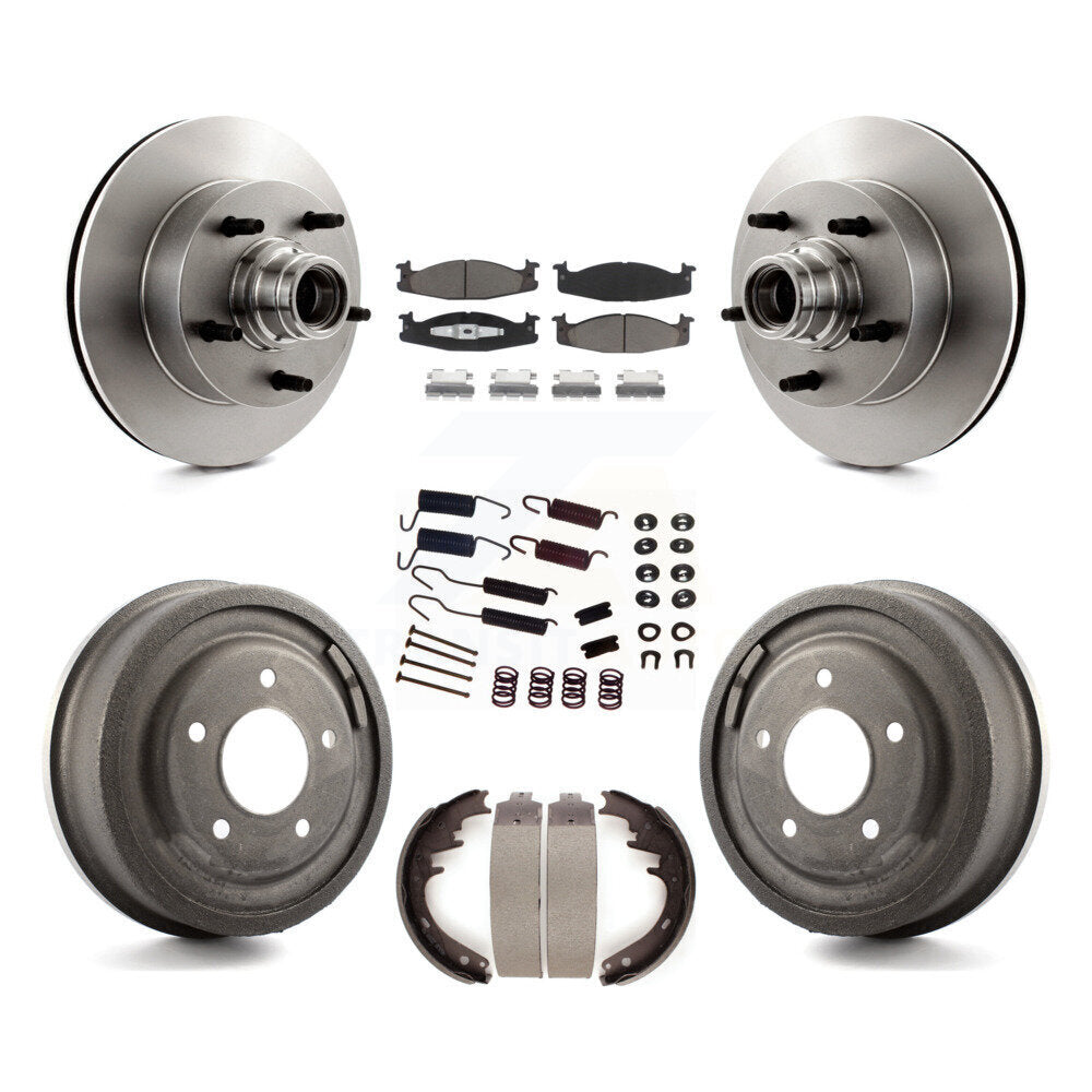 Front Rear Brake Rotors Ceramic Pad Drum Kit (7Pc) For Ford E-150 Econoline Club