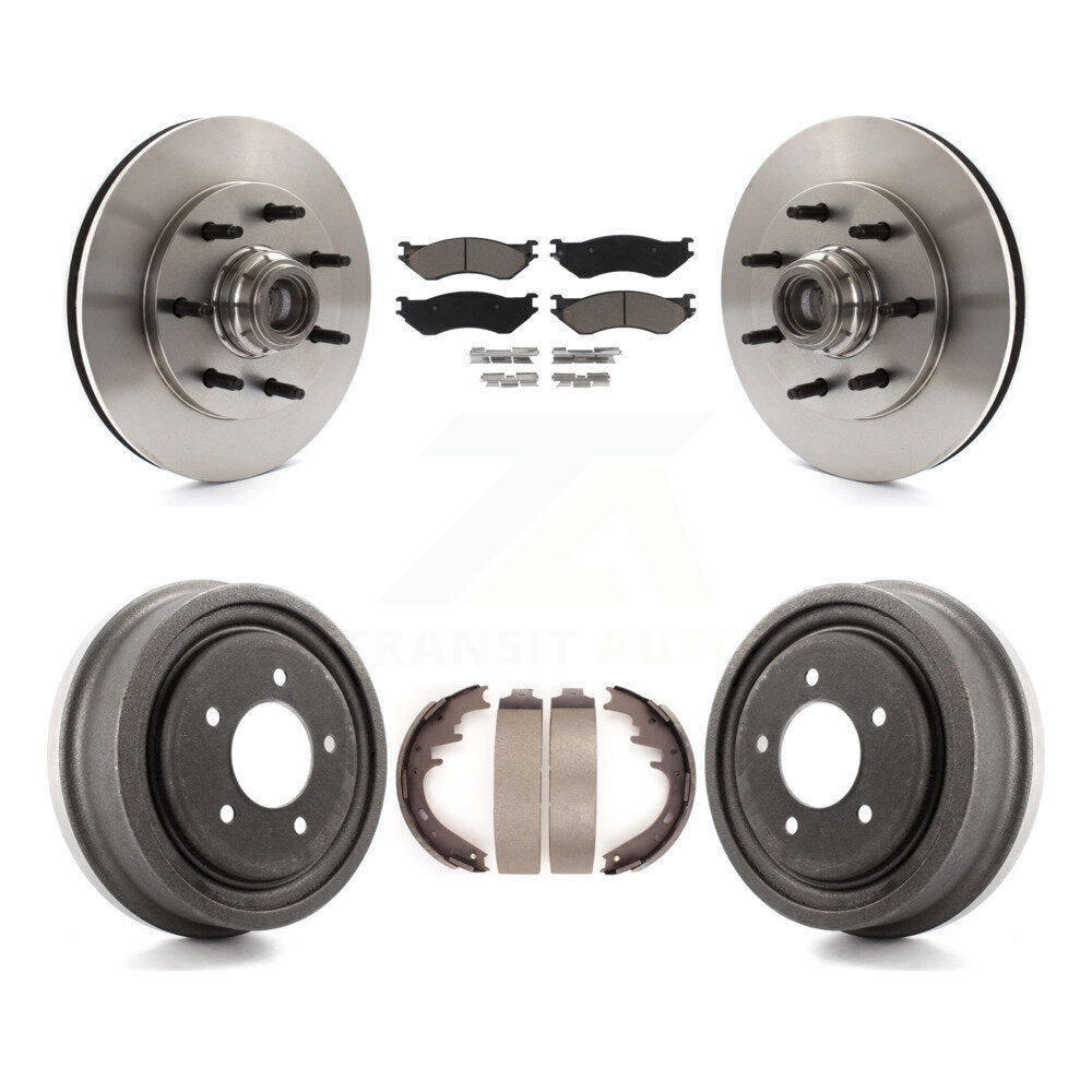 Front Rear Disc Brake Rotor Hub Ceramic Pad And Drum Kit For 1999 Ford F-150 RWD