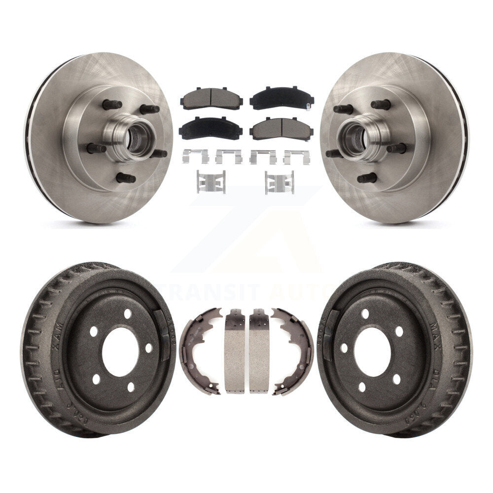 Front Rear Brake Rotor Ceramic Pad Drum Kit For Mazda B4000 RWD with 4-Wheel ABS